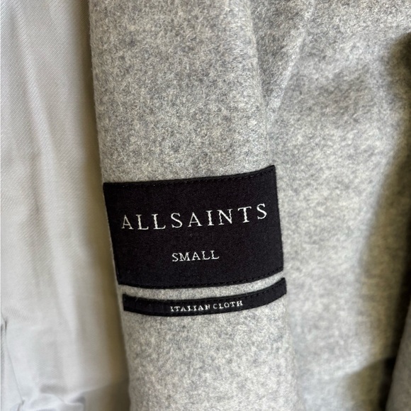 AllSaints Light Gray Women's Klein Cocoon Long Open Front Coat NWOT Size Small - Picture 5 of 5